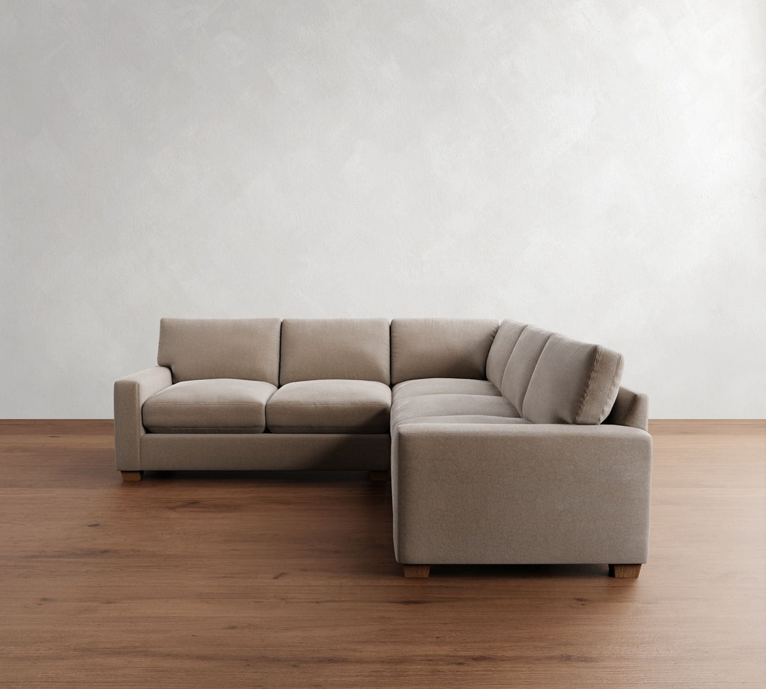 PB Comfort Modern Square Arm 3 Piece L Shaped Sectional