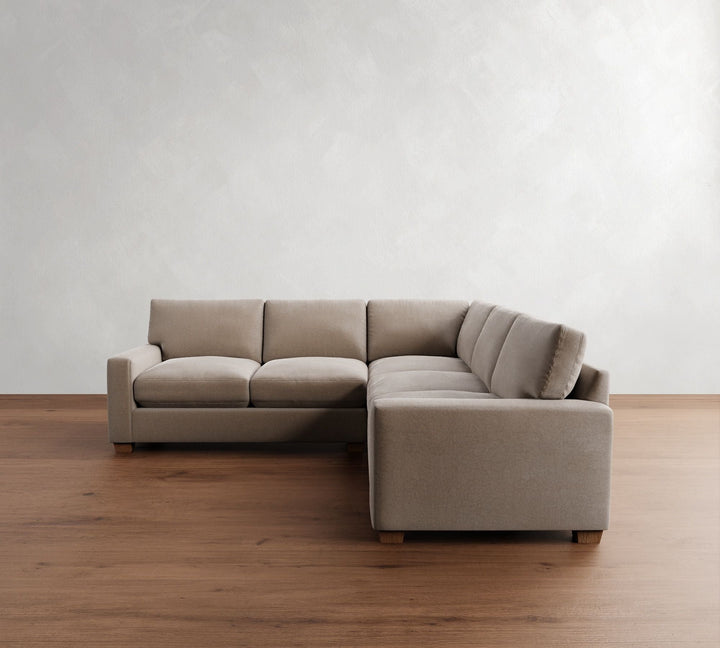 PB Comfort Modern Square Arm 3 Piece L Shaped Sectional