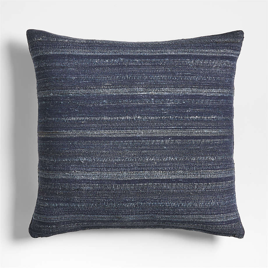 Vittoria Silk Blend Textured Deep Indigo Blue Throw Pillow Cover