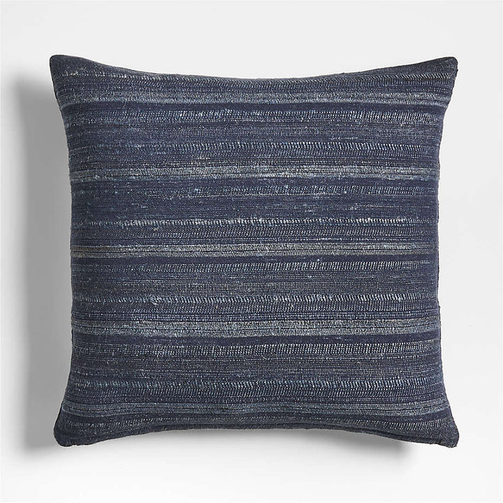 Vittoria Silk Blend Textured Deep Indigo Blue Throw Pillow Cover