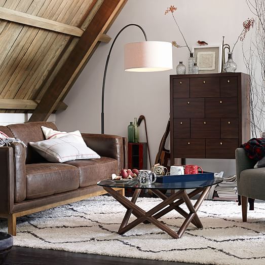 Overarching Linen Shade Floor Lamp
