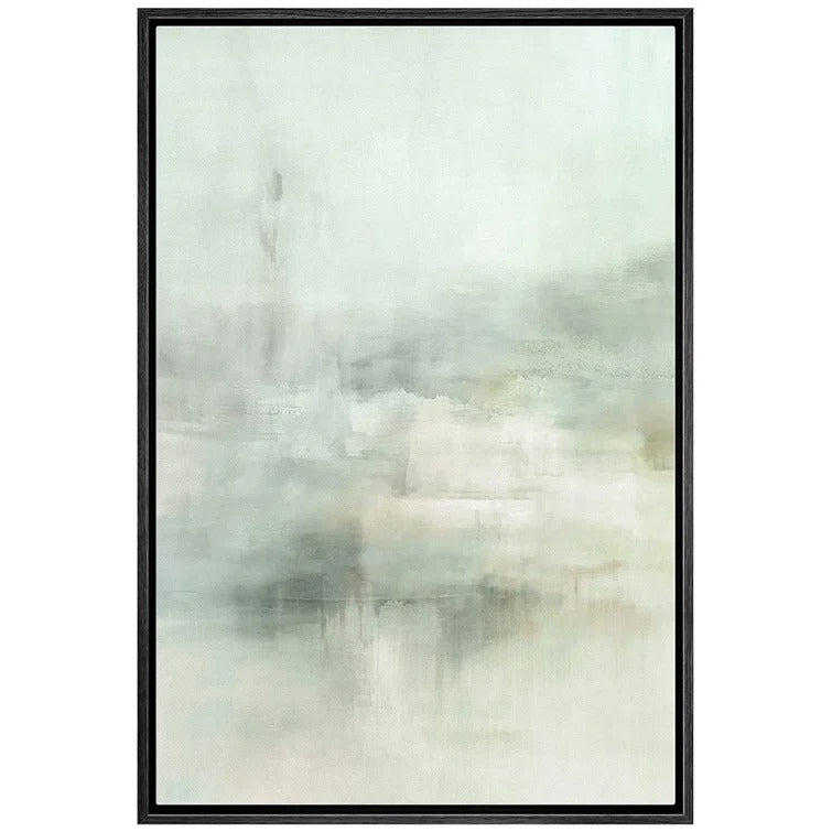 Pastel Green Paint Stroke Landscape Abstract 24x36