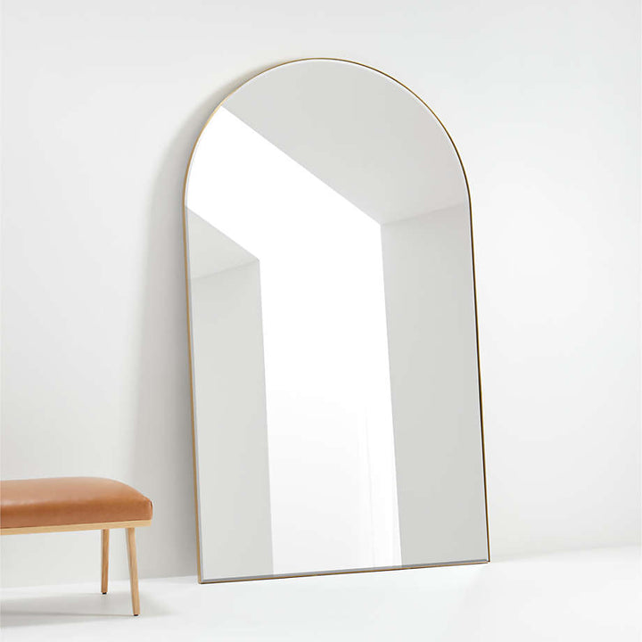 Edge Extra Large Brass Arch Floor Mirror