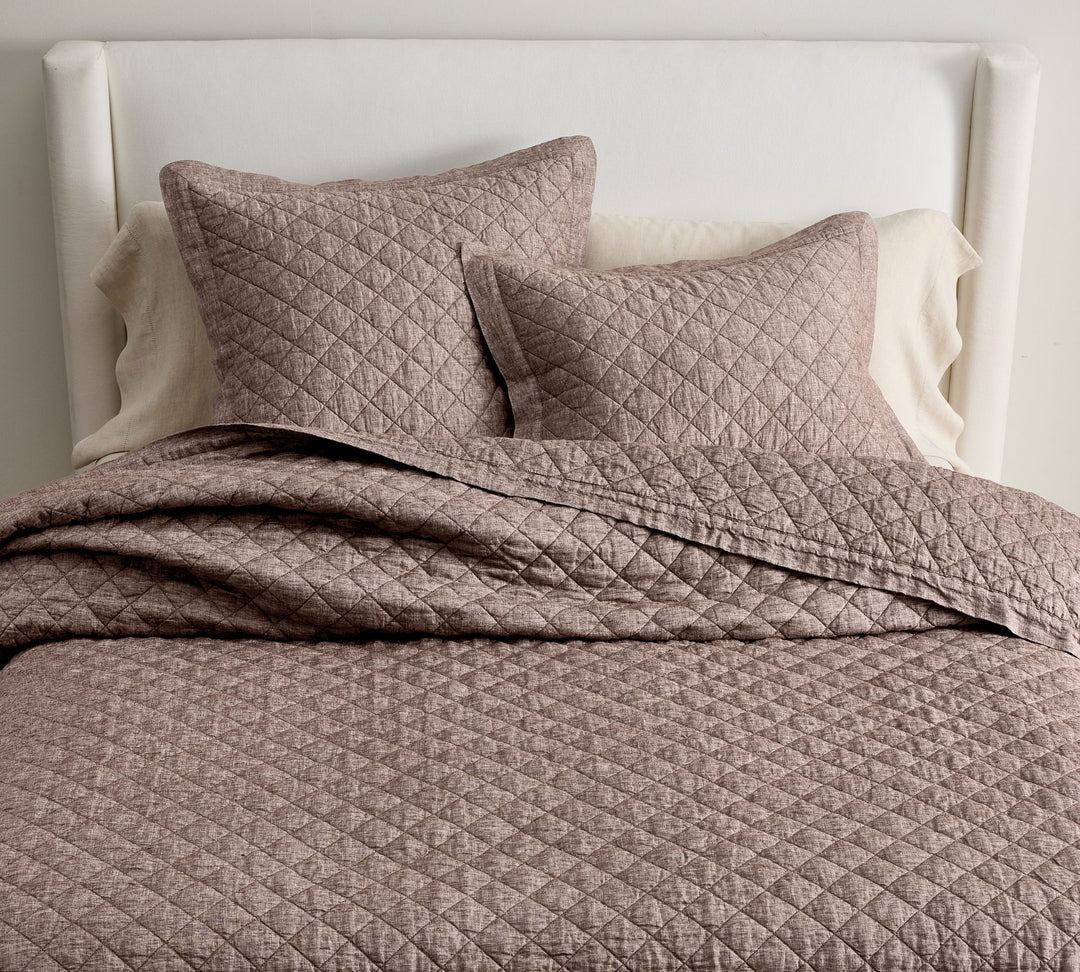 Belgian Flax Linen Diamond Quilt Coffee