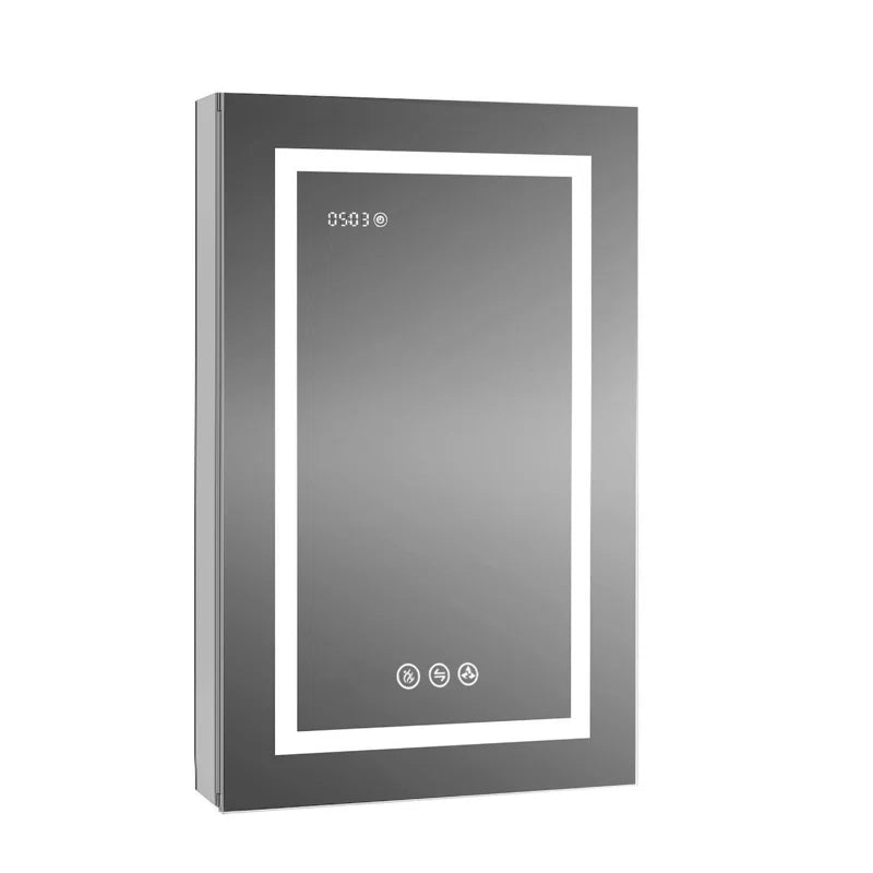 Recessed or Surface Mount Framed LED Medicine Cabinet with Mirror & 3 Adjustable Shelves