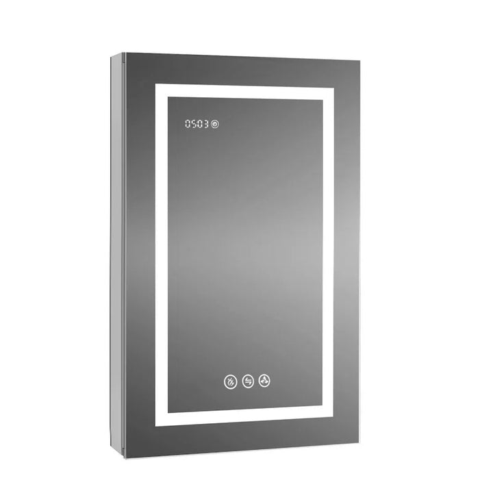 Recessed or Surface Mount Framed LED Medicine Cabinet with Mirror & 3 Adjustable Shelves