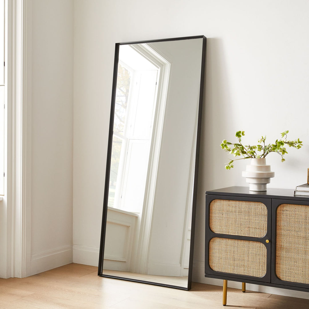 Deep Frame Thin Metal Floor Mirror