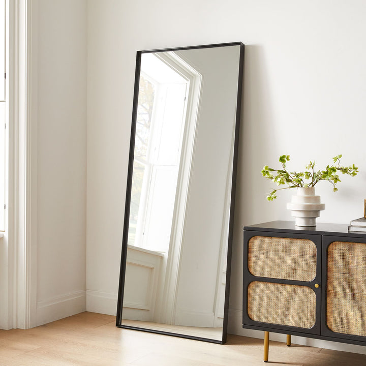 Deep Frame Thin Metal Floor Mirror