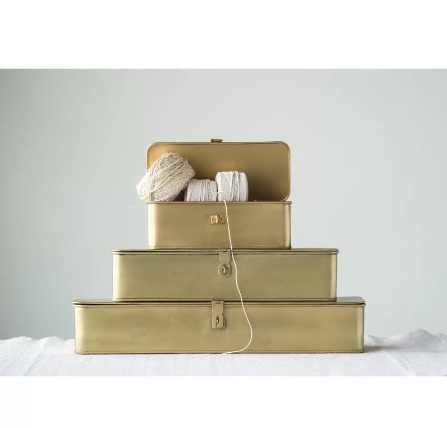 Long Decorative Metal Boxes with Lid