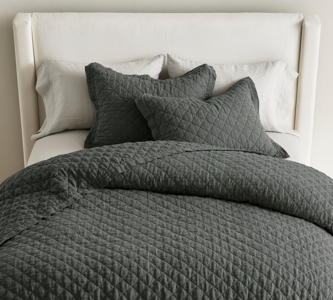 Belgian Flax Linen Diamond Quilt-Twin