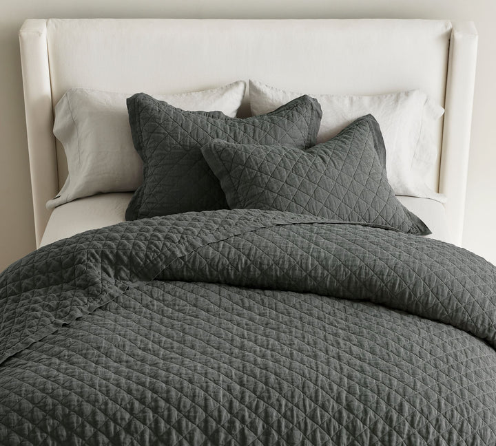 Belgian Flax Linen Diamond Quilt-Twin