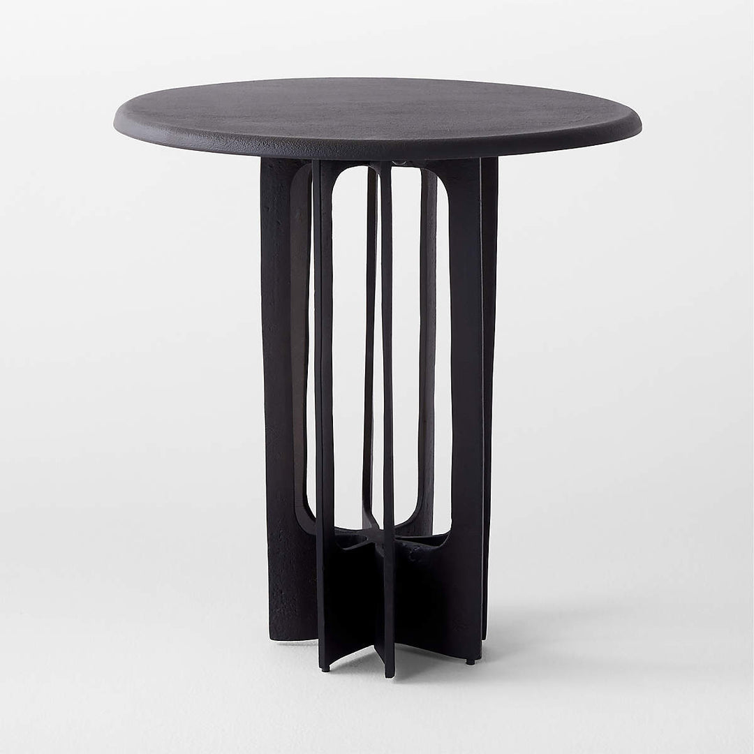 TITUS ROUND BLACKENED CAST ALUMINUM SIDE TABLE