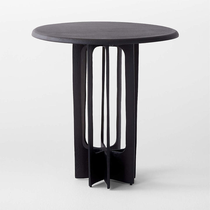 TITUS ROUND BLACKENED CAST ALUMINUM SIDE TABLE