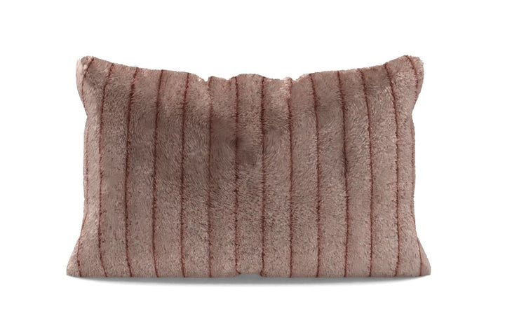 Faux Fur Lines Cushion With Insert-20"x12"