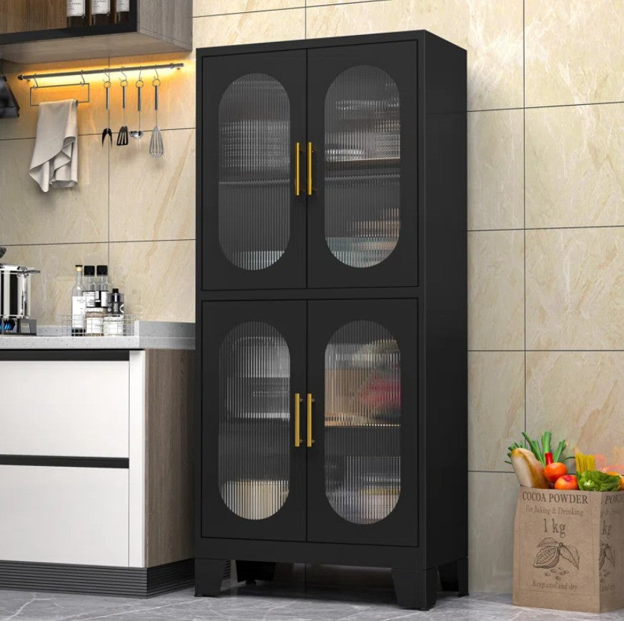 Ebern Designs Storage Wardrobes Cabinet with 4 Doors and Shelves