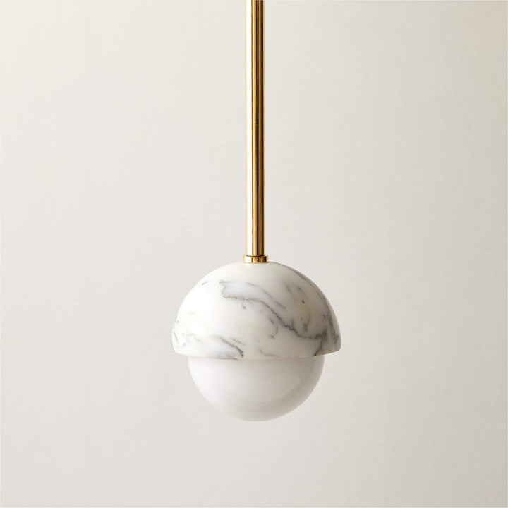 Polaris White Marble and Brass Globe Pendant Light