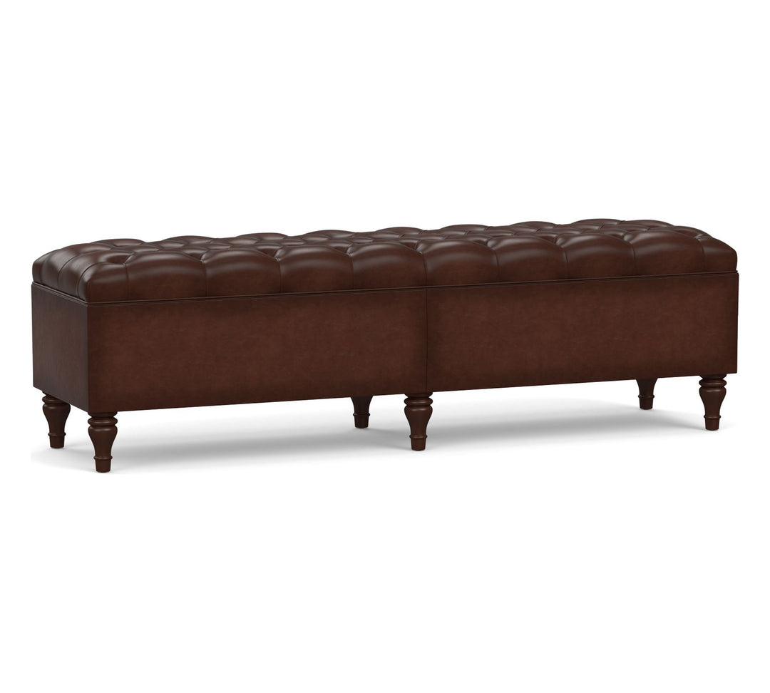 Lorraine Tufted Leather King Storage Bench