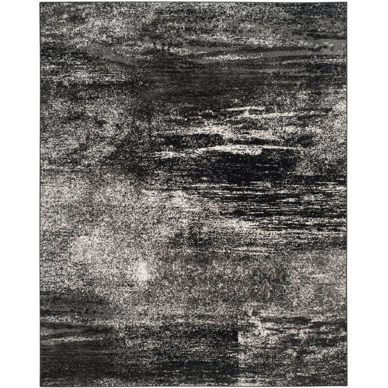 Costa Mesa Abstract Silver Black Area Rug