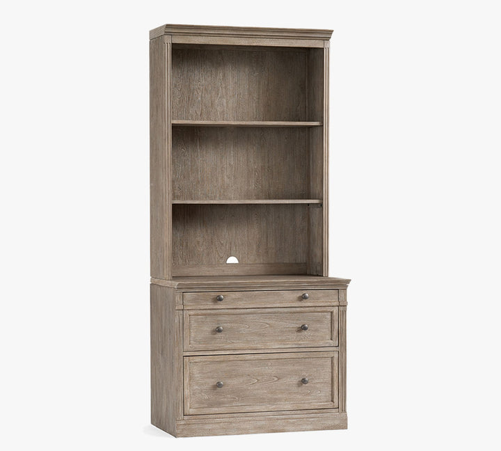 Livingston Bookcase File Cabinet Grey Wash