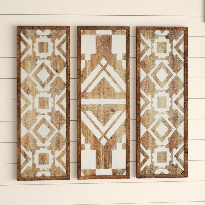 3 Piece Natural Wood Décor Set