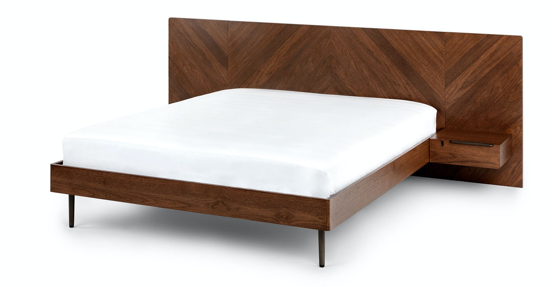 Nera Walnut Bed with Nightstands- Queen