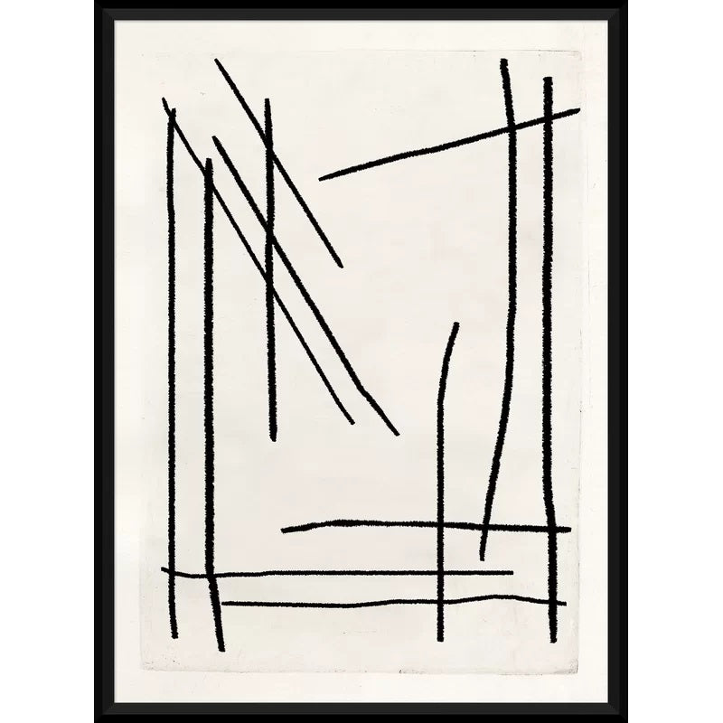 Geometric Lines Watercolor Painting Print With Frame 17"x21"