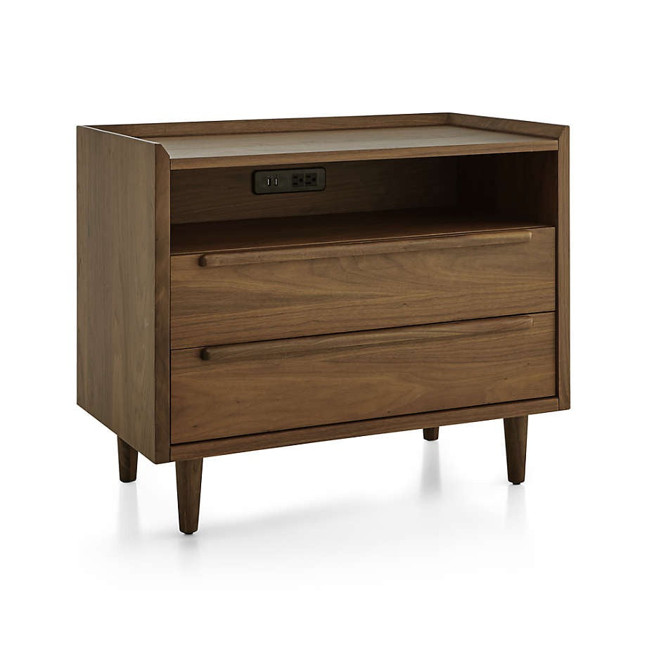 Tate Drawer Midcentury Nightstand with Outlet