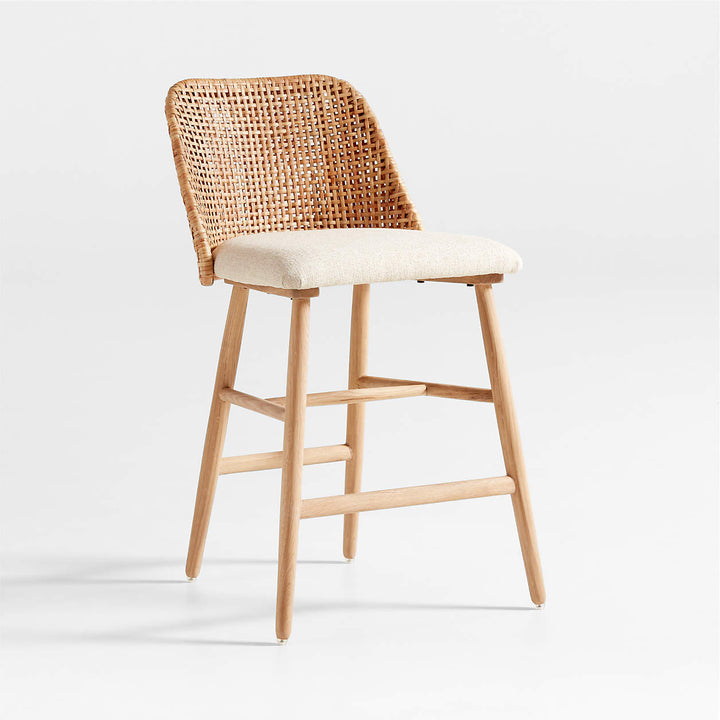 Astrid Upholstered Rattan Counter Stool