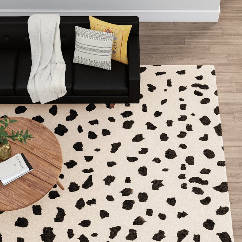 Animal Print Handmade Tufted Wool Beige Black Area Rug-8'x10'