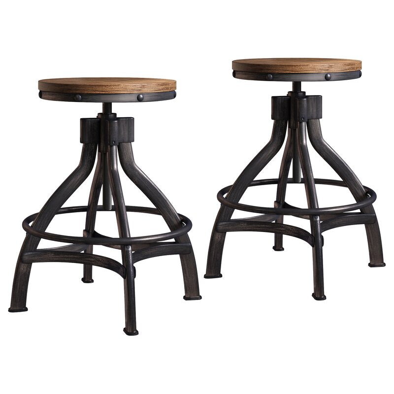 WELLMAN ADJUSTABLE HEIGHT SWIVEL BAR STOOL- Set of Two