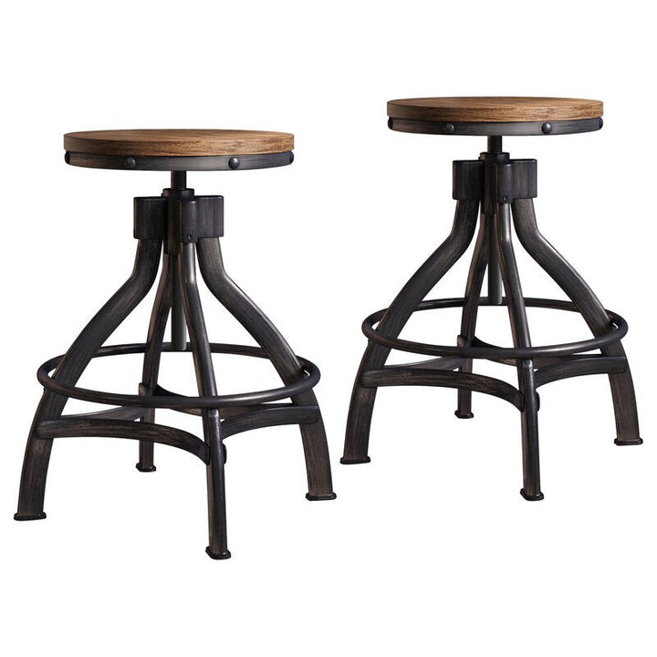 WELLMAN ADJUSTABLE HEIGHT SWIVEL BAR STOOL- Set of Two