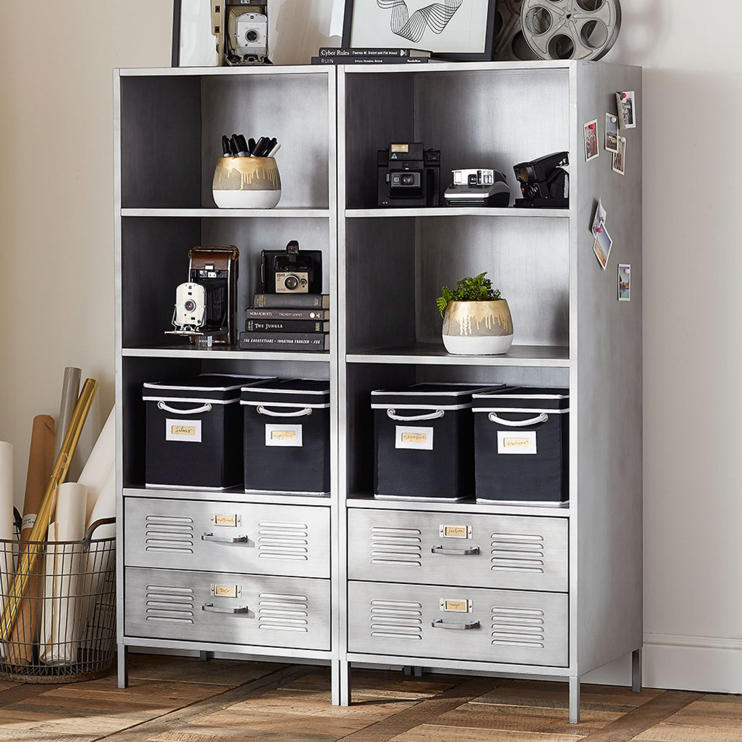 Locker Bookcase with Storage Drawers