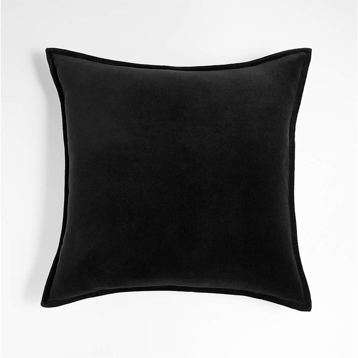 Black Washed Organic Cotton Velvet Throw 20x20
