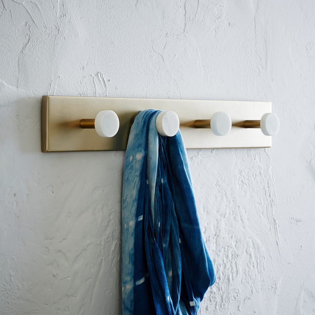 Deco Metal and Marble Hook Rack