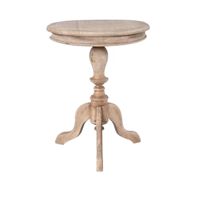 Beige Corsair 25'' Tall Solid Wood 3 Legs End Table
