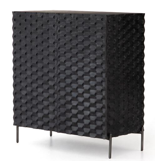 Raffael Bar Cabinet in Carved Black Wash