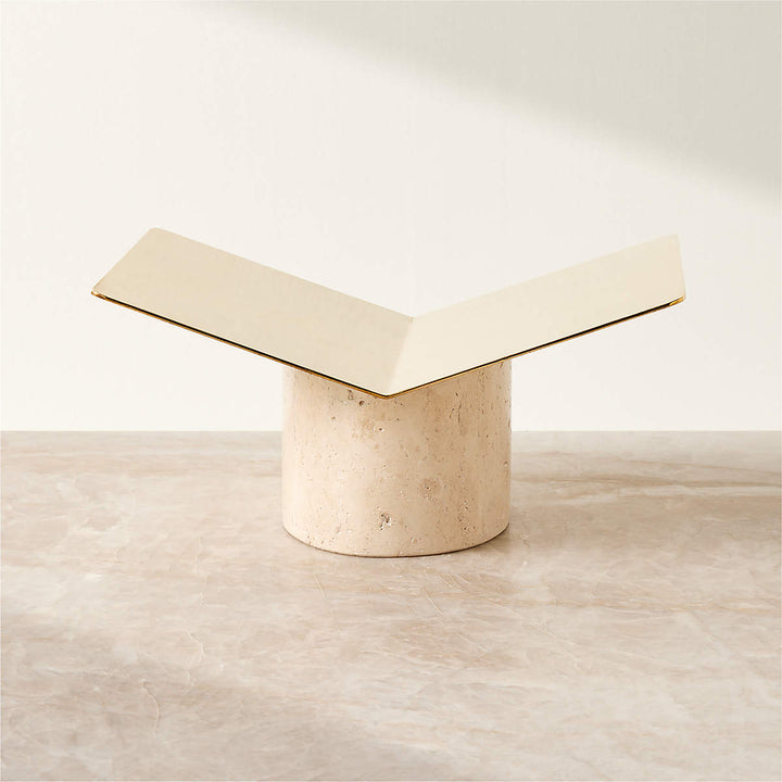 AIMES BRASS AND TRAVERTINE BOOKSTAND