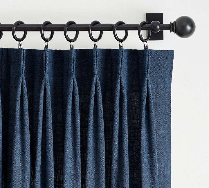 Emery Linen Pinch Pleat Curtain_Midnight