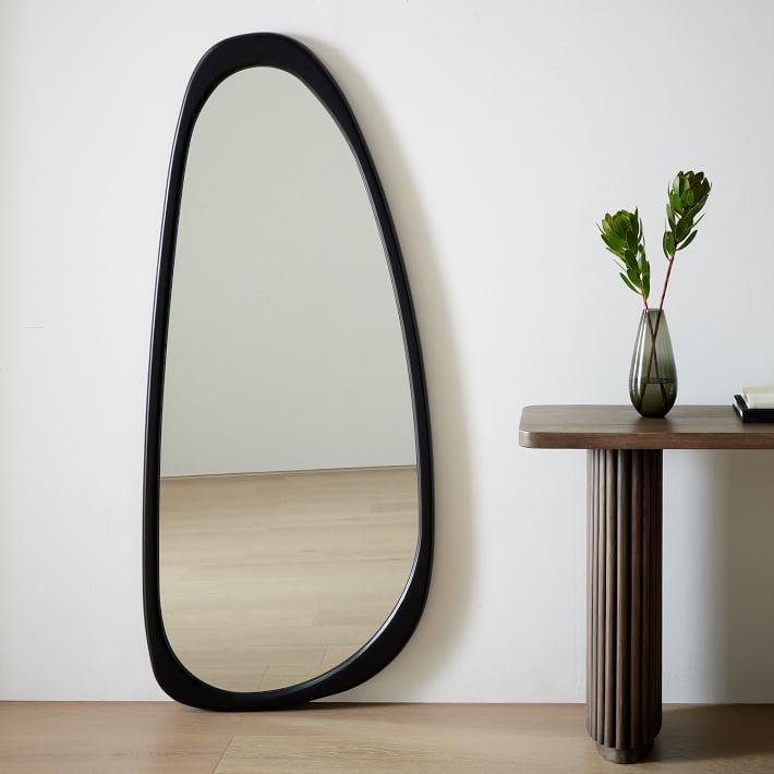 Asymmetrical Wood Framed Floor Mirror