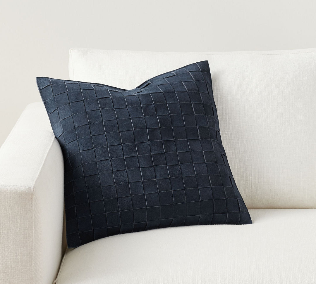 Basketweave Suede Pillow_Navy