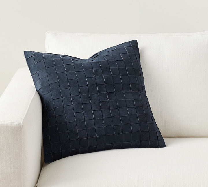 Basketweave Suede Pillow_Navy