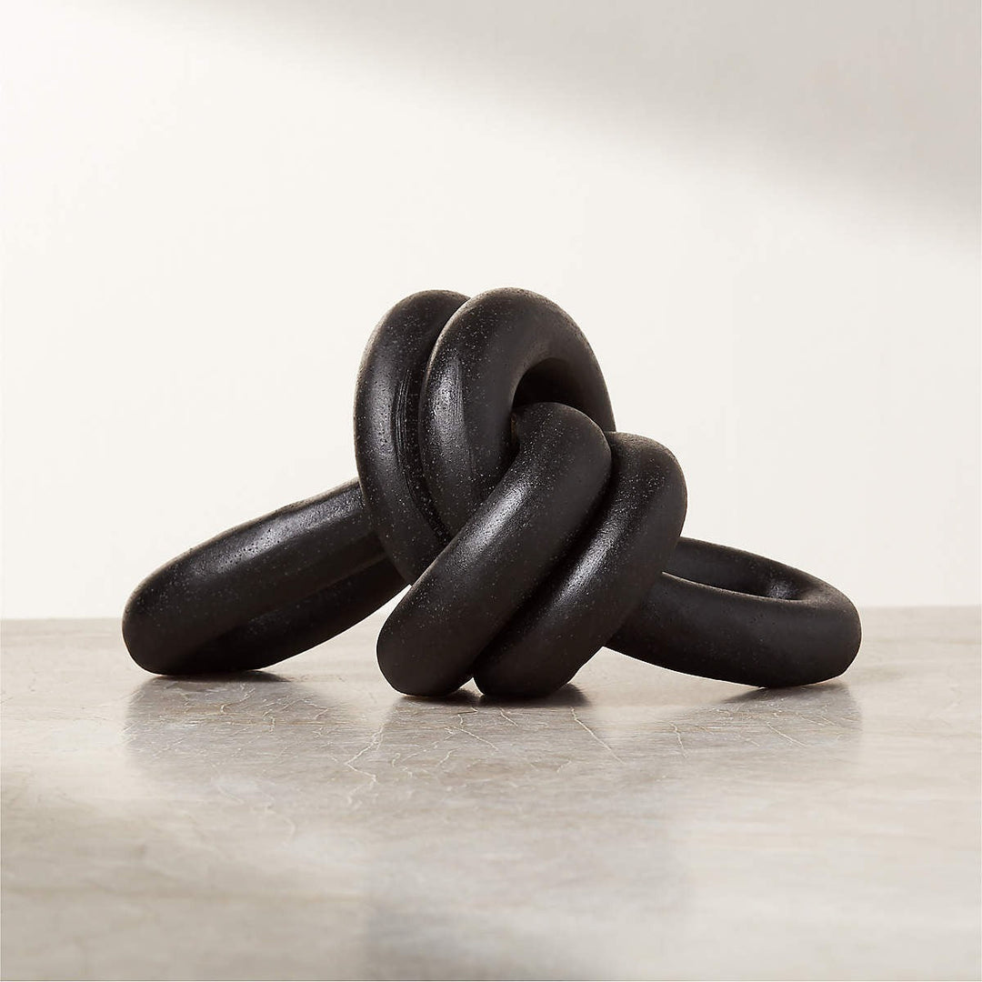DECORATIVE BLACK CERAMIC DOUBLE LOOP KNOT XL