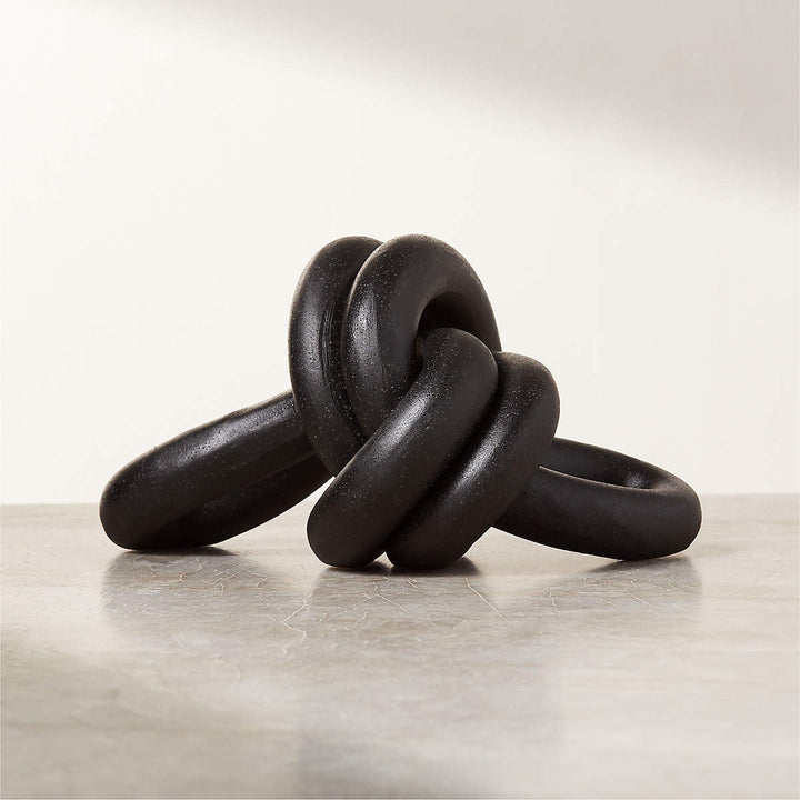 DECORATIVE BLACK CERAMIC DOUBLE LOOP KNOT XL