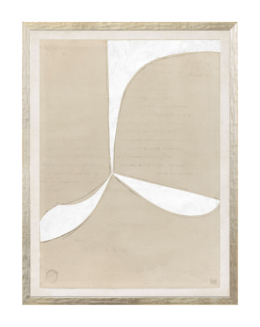 Beige Abstract 3 With Frame 25"x33"