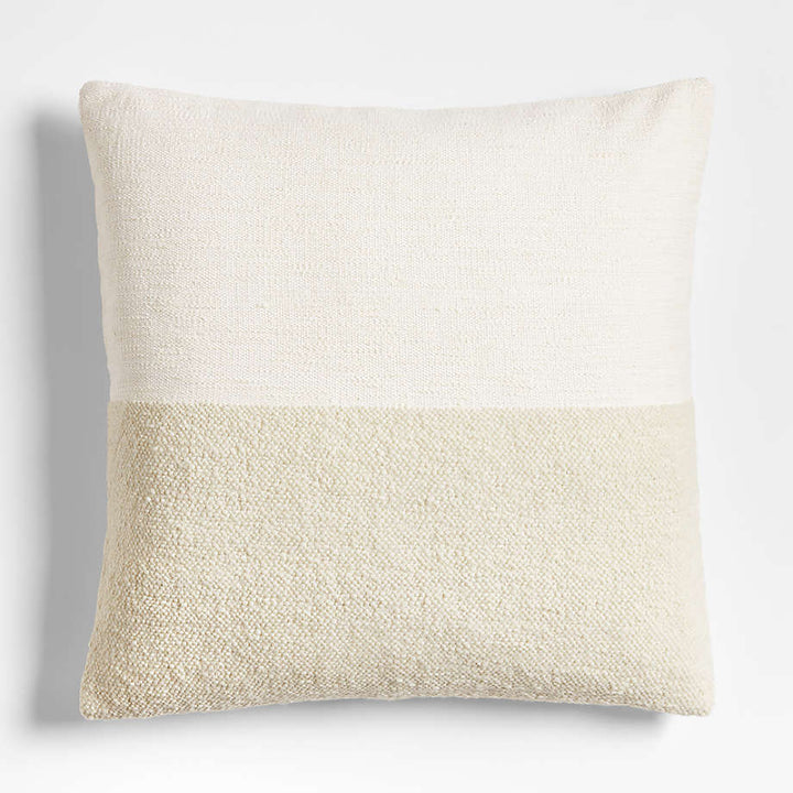 Biella Wool Cotton Blend Textured Arctic Ivory Throw Pillow Cover