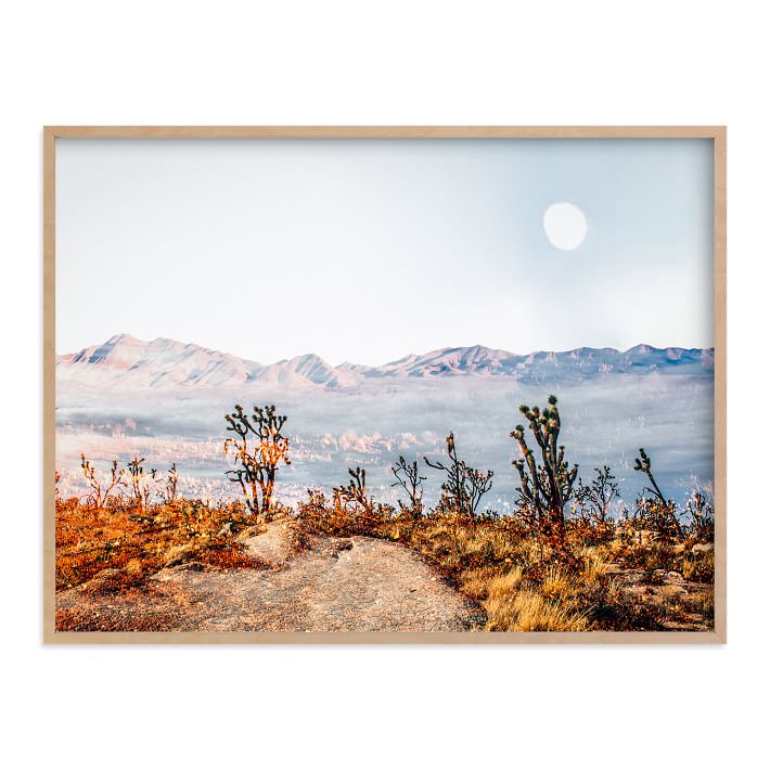 Desert Super Moon Natural Wood With Frame 30"x40"