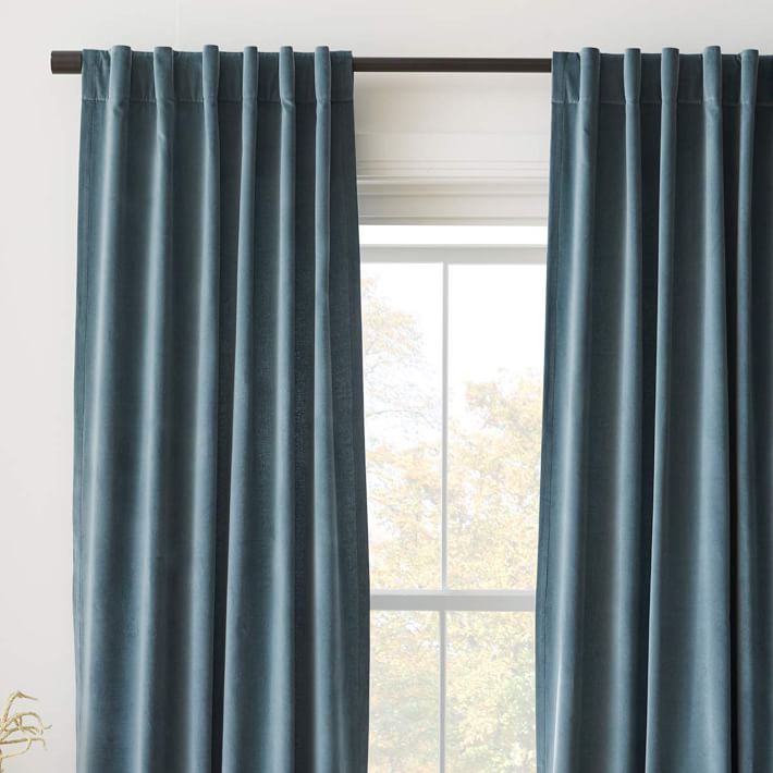 Cotton Velvet Curtain Ocean-96''