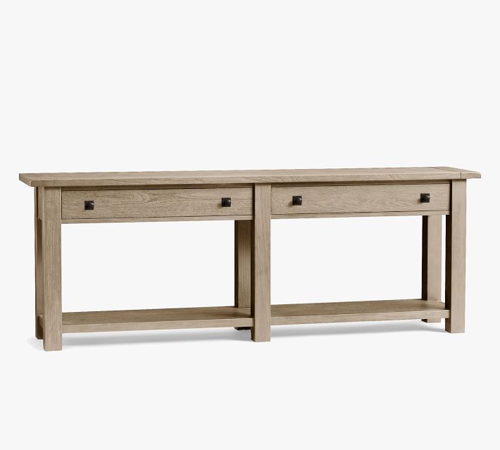 BENCHWRIGHT 83 WOOD CONSOLE TABLE WITH DRAWERS GRAY WASH