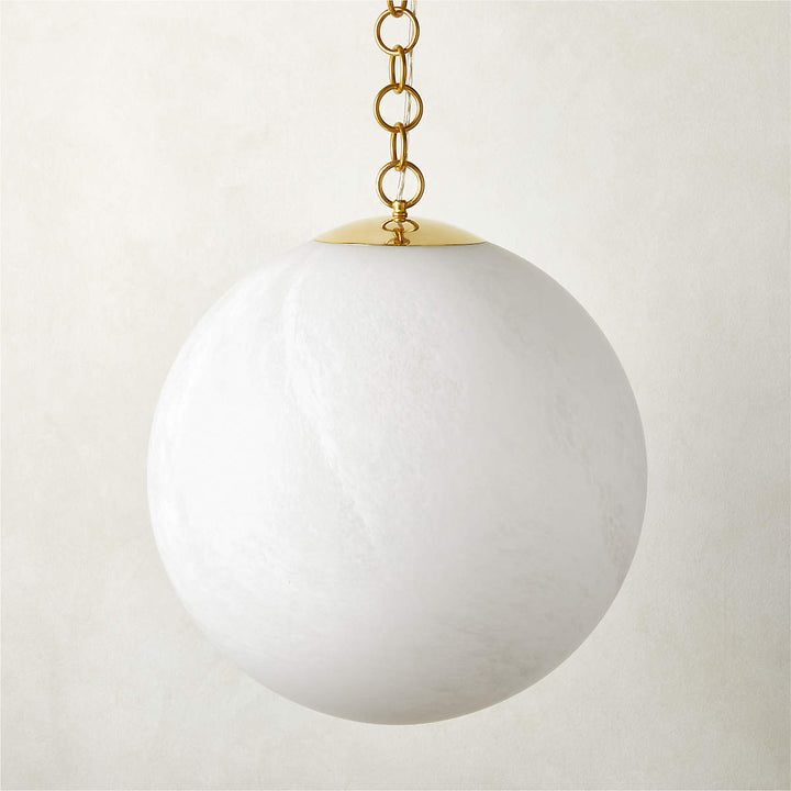 MOON GLOBE PENDANT LIGHT WITH BRASS CHAIN 14"