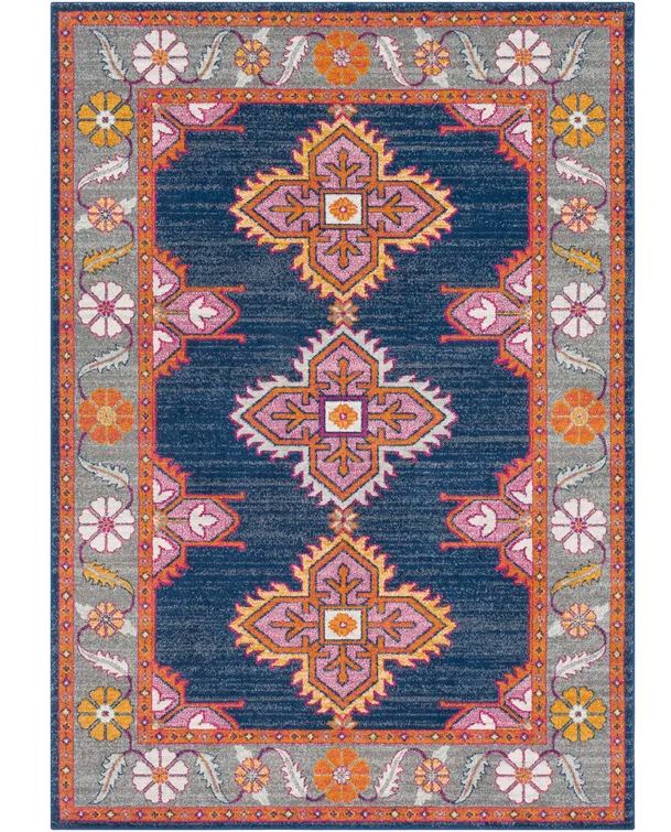 Adelia Oriental Area Rug in Blue Orange-7'10''x10'x3''